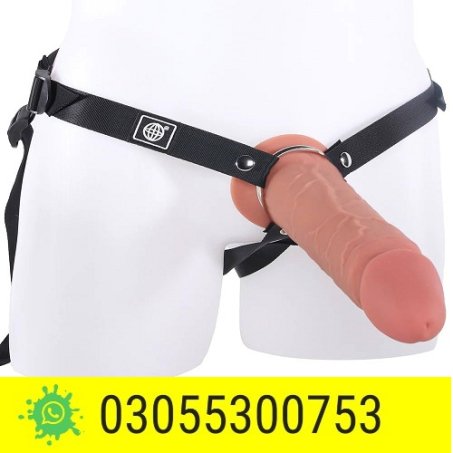 Fantasy Hollow Dark Silicone Dildo and Strap-On Harness for ED